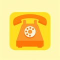 An minimalistic image of a orange phone with a bold outline. The background is a vibrant yellow Royalty Free Stock Photo