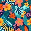 tropical foliage, and vibrant fruit motifs pattern
