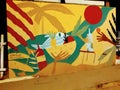 Tropical food and beverage abstract mural in sayulita mexico