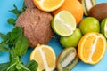 Tropical food citrus fruit assortment. lime Royalty Free Stock Photo