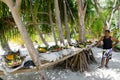 Tropical food served outdoor in Aitutaki Lagoon Cook Islands