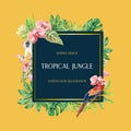 Tropical Frame border design summer with plants foliage exotic, creative watercolor vector illustration template design Royalty Free Stock Photo