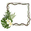 Tropical frame floral summer leaf aloha design.