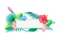 Tropical Frame and Flowers Vector Illustration Royalty Free Stock Photo