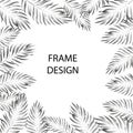 Tropical frame for text. Exotic frame of palm leaves painted in a gray gradient.