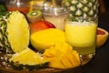 Tropical fresh pineapple smoothies Royalty Free Stock Photo