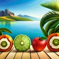 tropical fruit on the beach