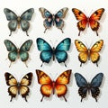 Colorful Butterflies Set: Hyper-realistic Animal Illustrations