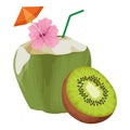 Tropical fruit cocktail icon cartoon