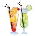 Tropical fruit cocktail icon cartoon