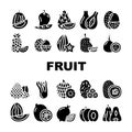 Tropical Fruit Delicious Food Icons Set Vector Royalty Free Stock Photo