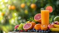 tropical fruit juice in a glass. Selective focus. Royalty Free Stock Photo