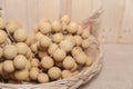 Tropical fruit Longan in the basket Royalty Free Stock Photo