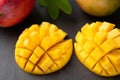 Tropical fruit mango cut in cubes Royalty Free Stock Photo