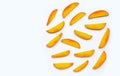 Tropical fruit, Mango fruit slices on white background Royalty Free Stock Photo