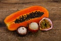 Tropical fruit mix - Papaya, passionfruit, mangosteen, rambutan