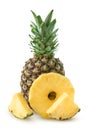 Tropical fruit pineapple, whole and sliced Royalty Free Stock Photo