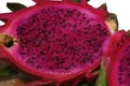 Tropical fruit pink pitahaya isolated on white. closeup of dragon fruit for background