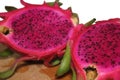 Tropical fruit pink pitahaya isolated on white. closeup of dragon fruit for background Royalty Free Stock Photo