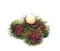 Tropical fruit, rambutan on white Royalty Free Stock Photo