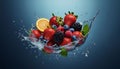 tropical fruit water splash isolated.Freshness and Hydration Concept Royalty Free Stock Photo