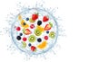 tropical fruit water splash isolated.Freshness and Hydration Concept Royalty Free Stock Photo