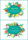 Tropical Fruits Banner with Exotic Food Oval Frame Royalty Free Stock Photo