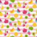 Tropical fruits, berries vector seamless pattern Royalty Free Stock Photo