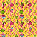 Tropical fruits, berries vector seamless pattern Royalty Free Stock Photo