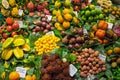 Tropical fruits at the Boqueria Royalty Free Stock Photo