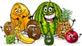 Tropical fruits group cartoon illustration Royalty Free Stock Photo