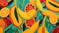 Tropical fruits. Retro style food poster