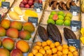 Tropical fruits for sale at a market Royalty Free Stock Photo