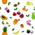 Tropical fruits seamless pattern. Royalty Free Stock Photo