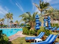 Tropical garden of luxury hotel in Dubai Royalty Free Stock Photo
