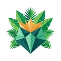 Tropical geometric composition with green palm leaves and angular shapes, modern design concept Royalty Free Stock Photo
