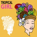 Tropical Girl with Fruit Hat