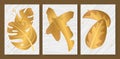 Tropical golden leaves set for social media stories, luxury abstract gold palm tree leaf wall picture decoration Royalty Free Stock Photo