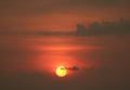 Tropical Golden Sunset On Deep Orange Cloudy Sky, Seaside Of Thailand