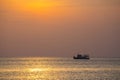 Tropical golden sunset over the ocean. Thailand Royalty Free Stock Photo