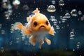 Tropical goldfish betta swimming in deep ocean