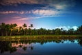 Tropical golf course at sunset in Dominican Republic, Punta Cana Royalty Free Stock Photo