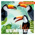 Tropical Graphic Design. Toucan and Tropical Flowers