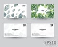 Tropical green leaf namecard pattern background
