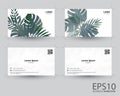 Tropical green leaf pattern background namecard