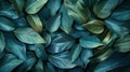 Tropical Green Leaves Texture with Dark Tone Abstract Nature Pattern Background Royalty Free Stock Photo