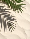 Tropical Green Palm Leaf Shadow on Fine Grain White Sand Background Texture Royalty Free Stock Photo