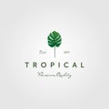 Tropical green palm leaf vintage classic logo vector minimalist icon design