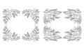 Tropical hand-drawn floral rectangular shaped frames. Outline set. Jungle illustration. Floral set. Vector isolated collection. Royalty Free Stock Photo