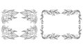 Tropical hand-drawn floral rectangular shaped frames. Outline set. Jungle illustration. Floral set. Vector isolated collection. Royalty Free Stock Photo